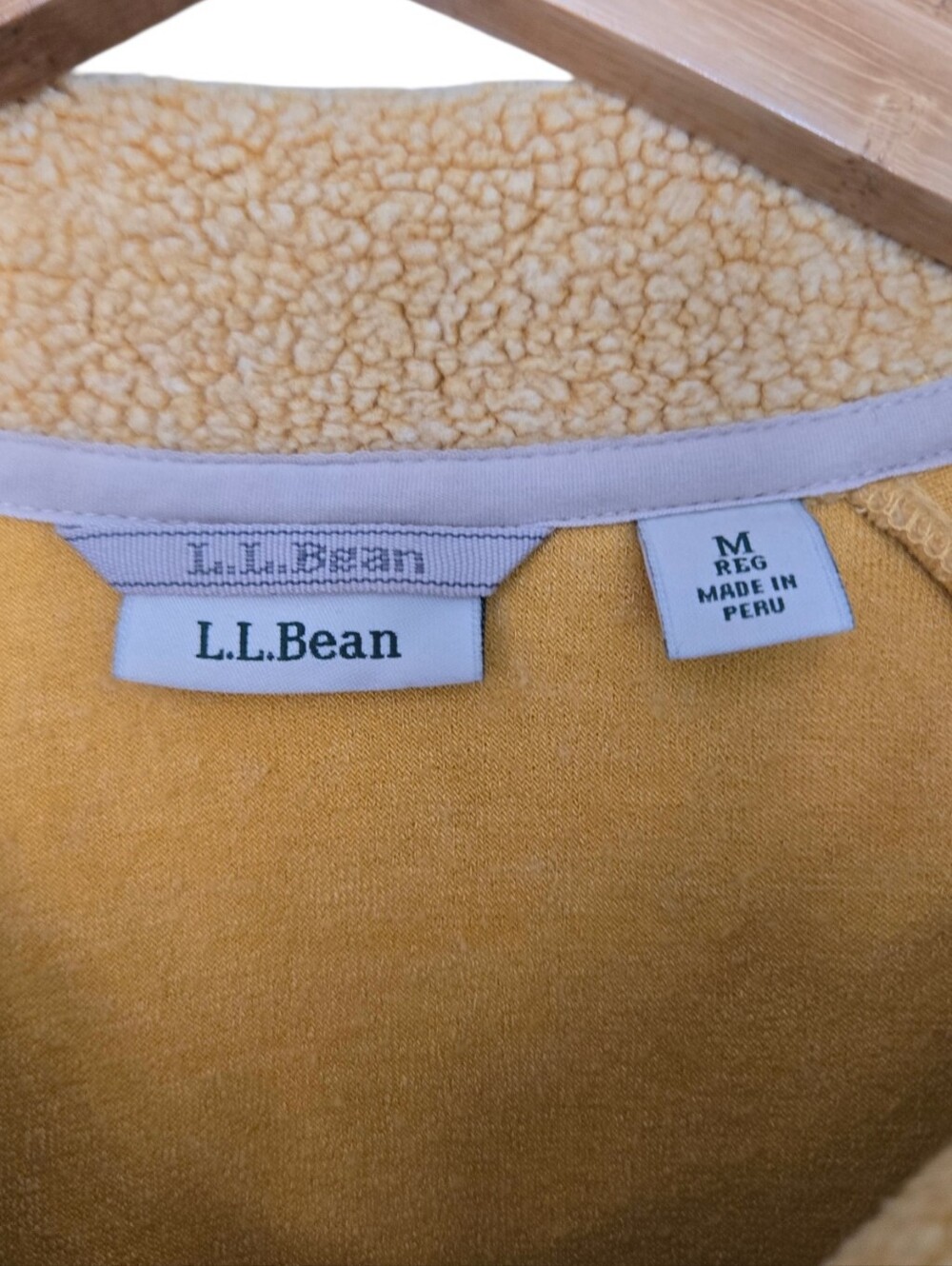 L.L.Bean Mustard Sherpa Fleece Snap Neck Pullover Women's Medium - Picture 4 of 5